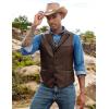 imageCOOFANDY Mens Leather Suit Vest Casual Western Vest Jacket Lightweight VNeck Dress Waistcoats Halloween CostumesCoffee