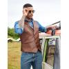 imageCOOFANDY Mens Leather Suit Vest Casual Western Vest Jacket Lightweight VNeck Dress Waistcoats Halloween CostumesDark Brown