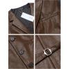 imageCOOFANDY Mens Leather Suit Vest Casual Western Vest Jacket Lightweight VNeck Dress Waistcoats Halloween CostumesDark Brown