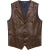 imageCOOFANDY Mens Leather Suit Vest Casual Western Vest Jacket Lightweight VNeck Dress Waistcoats Halloween CostumesDark Brown