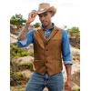 imageCOOFANDY Mens Leather Suit Vest Casual Western Vest Jacket Lightweight VNeck Dress Waistcoats Halloween CostumesLight Brown