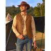 imageCOOFANDY Mens Leather Suit Vest Casual Western Vest Jacket Lightweight VNeck Dress Waistcoats Halloween CostumesLight Brown