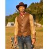 imageCOOFANDY Mens Leather Suit Vest Casual Western Vest Jacket Lightweight VNeck Dress Waistcoats Halloween CostumesLight Brown