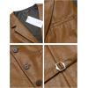 imageCOOFANDY Mens Leather Suit Vest Casual Western Vest Jacket Lightweight VNeck Dress Waistcoats Halloween CostumesLight Brown