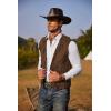 imageCOOFANDY Mens Western Cowboy Vest Casual Fringe Hippie Costume V Neck Zipper Suede Leather WaistcoatCoffee