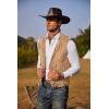 imageCOOFANDY Mens Western Cowboy Vest Casual Fringe Hippie Costume V Neck Zipper Suede Leather WaistcoatLight Khaki