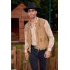 imageCOOFANDY Mens Western Cowboy Vest Casual Fringe Hippie Costume V Neck Zipper Suede Leather WaistcoatLight Khaki