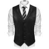 imageCOOFANDY Mens Leather Suit Vest Casual Western Vest Jacket Lightweight VNeck Dress Waistcoats Halloween CostumesBlack