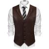imageCOOFANDY Mens Leather Suit Vest Casual Western Vest Jacket Lightweight VNeck Dress Waistcoats Halloween CostumesCoffee
