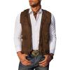 imageCOOFANDY Mens Western Cowboy Vest Casual Fringe Hippie Costume V Neck Zipper Suede Leather WaistcoatCoffee