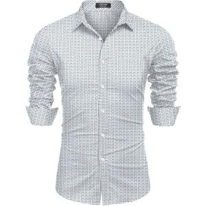 imageCOOFANDY Mens Casual Button Down Shirts Long Sleeve Untucked Shirts for Men Stretch Dress ShirtCwhite