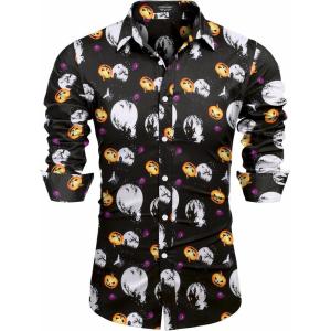 imageCOOFANDY Mens Casual Button Down Shirts Long Sleeve Untucked Shirts for Men Stretch Dress ShirtHalloweenb