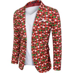 imageCOOFANDY Mens Halloween Blazer Jacket One Button Christmas Sport Coat Halloween Party Holiday JacketChristmas Blazer  Xmas Buffalo Plaid