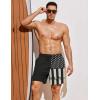 imageCOOFANDY Men Swim Trunk with Compression Liner 2 in 1 Swimwear Bathing Suit Quick Dry Board ShortPrint Black American Flag