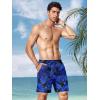 imageCOOFANDY Men Swim Trunk with Compression Liner 2 in 1 Swimwear Bathing Suit Quick Dry Board ShortPrint Blue Leaves