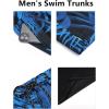 imageCOOFANDY Men Swim Trunk with Compression Liner 2 in 1 Swimwear Bathing Suit Quick Dry Board ShortPrint Blue Leaves