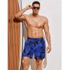 imageCOOFANDY Men Swim Trunk with Compression Liner 2 in 1 Swimwear Bathing Suit Quick Dry Board ShortPrint Blue Leaves