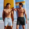 imageCOOFANDY Men Swim Trunk with Compression Liner 2 in 1 Swimwear Bathing Suit Quick Dry Board ShortPrint Blue Plam Leaf