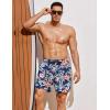 imageCOOFANDY Men Swim Trunk with Compression Liner 2 in 1 Swimwear Bathing Suit Quick Dry Board ShortPrint Navy Blue Flowers