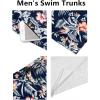 imageCOOFANDY Men Swim Trunk with Compression Liner 2 in 1 Swimwear Bathing Suit Quick Dry Board ShortPrint Navy Blue Flowers