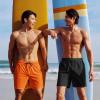 imageCOOFANDY Men Swim Trunk with Compression Liner 2 in 1 Swimwear Bathing Suit Quick Dry Board ShortRed Orange