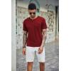 imageCOOFANDY Mens 3 Pack Henley Shirts Short Sleeve Casual Basic Tees Classic Henley Summer Solid T Shirts with Pocket1 Pack Wine Red