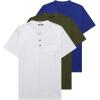 imageCOOFANDY Mens 3 Pack Henley Shirts Short Sleeve Casual Basic Tees Classic Henley Summer Solid T Shirts with PocketArmy GreenWhiteBlue