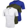 imageCOOFANDY Mens 3 Pack Henley Shirts Short Sleeve Casual Basic Tees Classic Henley Summer Solid T Shirts with PocketArmy GreenWhiteBlue