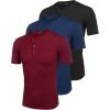 imageCOOFANDY Mens 3 Pack Henley Shirts Short Sleeve Casual Basic Tees Classic Henley Summer Solid T Shirts with PocketBlackBlueRed