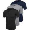 imageCOOFANDY Mens 3 Pack Henley Shirts Short Sleeve Casual Basic Tees Classic Henley Summer Solid T Shirts with PocketBlackGrayNave Blue