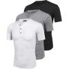 imageCOOFANDY Mens 3 Pack Henley Shirts Short Sleeve Casual Basic Tees Classic Henley Summer Solid T Shirts with PocketBlackGrayWhite
