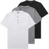 imageCOOFANDY Mens 3 Pack Henley Shirts Short Sleeve Casual Basic Tees Classic Henley Summer Solid T Shirts with PocketBlackGrayWhite