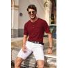 imageCOOFANDY Mens 3 Pack Henley Shirts Short Sleeve Casual Basic Tees Classic Henley Summer Solid T Shirts with PocketBlackWhiteWine Red