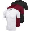 imageCOOFANDY Mens 3 Pack Henley Shirts Short Sleeve Casual Basic Tees Classic Henley Summer Solid T Shirts with PocketBlackWhiteWine Red
