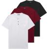 imageCOOFANDY Mens 3 Pack Henley Shirts Short Sleeve Casual Basic Tees Classic Henley Summer Solid T Shirts with PocketBlackWhiteWine Red
