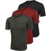 imageCOOFANDY Mens 3 Pack Henley Shirts Short Sleeve Casual Basic Tees Classic Henley Summer Solid T Shirts with PocketBlackWineDark Grey