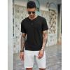 imageCOOFANDY Mens 3 Pack Henley Shirts Short Sleeve Casual Basic Tees Classic Henley Summer Solid T Shirts with PocketBlackWineDark Grey