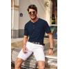 imageCOOFANDY Mens 3 Pack Henley Shirts Short Sleeve Casual Basic Tees Classic Henley Summer Solid T Shirts with PocketLight GreenSky BlueNavy