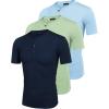 imageCOOFANDY Mens 3 Pack Henley Shirts Short Sleeve Casual Basic Tees Classic Henley Summer Solid T Shirts with PocketLight GreenSky BlueNavy