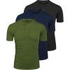 imageCOOFANDY Mens 3 Pack Henley Shirts Short Sleeve Casual Basic Tees Classic Henley Summer Solid T Shirts with PocketNavy BlueArmy GreenBlack
