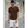 imageCOOFANDY Mens 3 Pack Henley Shirts Short Sleeve Casual Basic Tees Classic Henley Summer Solid T Shirts with PocketPeacock BlueCoffeeGray