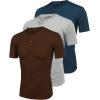 imageCOOFANDY Mens 3 Pack Henley Shirts Short Sleeve Casual Basic Tees Classic Henley Summer Solid T Shirts with PocketPeacock BlueCoffeeGray