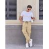 imageCOOFANDY Mens Casual Joggers Pants Stretch Waist Drawstring Cargo Pants Tapered Sweatpants with PocketsKhaki
