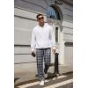 imageCOOFANDY Mens Flannel Plaid Pants Drawstring Cotton Casual Lounge Pants with PocketsBlack White Blue Plaid