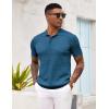 imageCOOFANDY Mens Knit Polo Shirt Short Sleeve Vintage Textured Casual Golf Shirts Summer Beach TopBlue