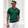 imageCOOFANDY Mens Knit Polo Shirt Short Sleeve Vintage Textured Casual Golf Shirts Summer Beach TopDark Green