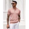 imageCOOFANDY Mens Knit Polo Shirt Short Sleeve Vintage Textured Casual Golf Shirts Summer Beach TopPink