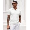 imageCOOFANDY Mens Knit Polo Shirt Short Sleeve Vintage Textured Casual Golf Shirts Summer Beach TopWhite
