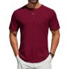 imageCOOFANDY Mens 3 Pack Henley Shirts Short Sleeve Casual Basic Tees Classic Henley Summer Solid T Shirts with PocketWind Red