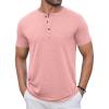 imageCOOFANDY Mens Casual Henley Shirts Short Sleeve Pocket TShirts Lightweight Button Henley Pullover Basic TeesPink